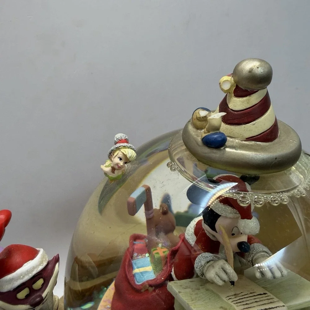 Disney Christmas Santa's Workshop Snow Globe Mickey Snow White Tinkerbell Goofy - Picture 8 of 16